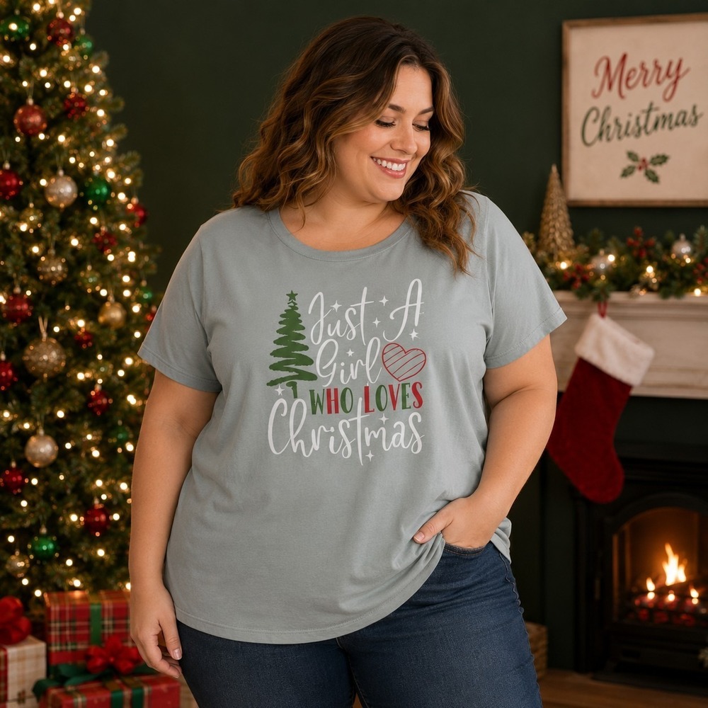 Christmas Graphic Tee Women's 1XL Plus Festive Holiday Casual Cozy Southern